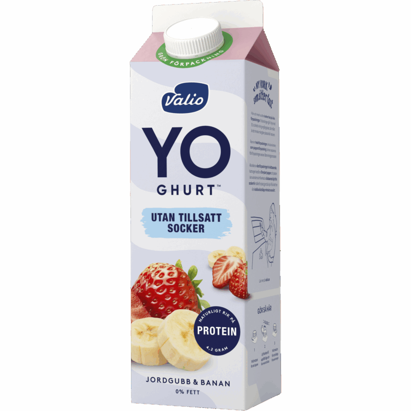 Valio YO-ghurt™ utan tillsatt socker jordgubb & banan 1000 g
