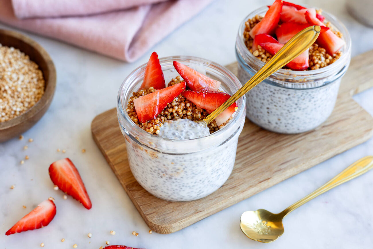 Vaniljchiapudding med quinoapuffar