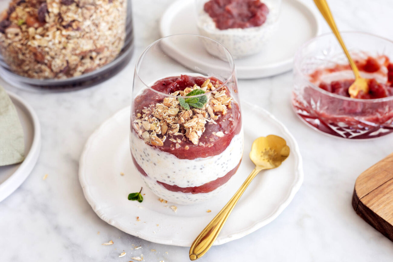 Overnight oats med rabarberkompott