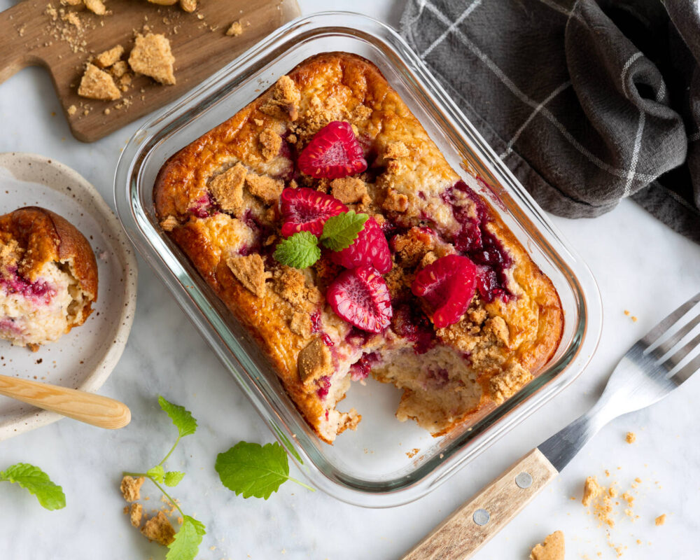Baked oats med hallonsylt