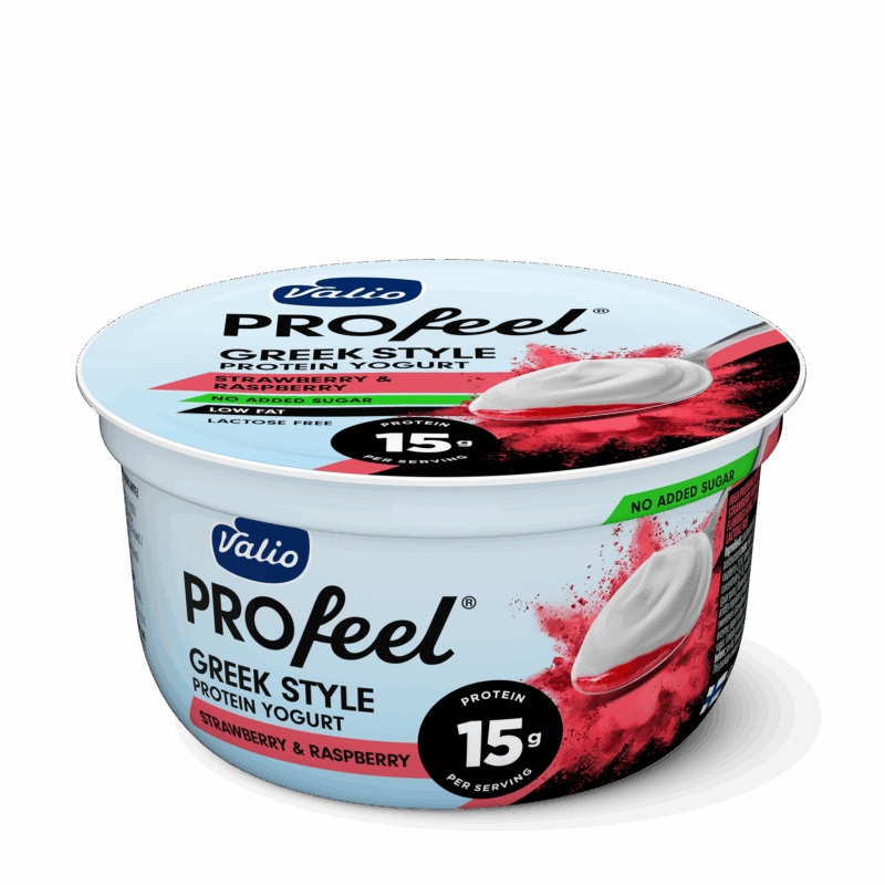 Valio PROfeel® Greek Style proteinyoghurt 160 g jordgubb-hallon laktosfri
