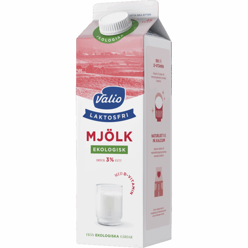 Valio Laktosfri mjölkdryck ekologisk 3% 1 L