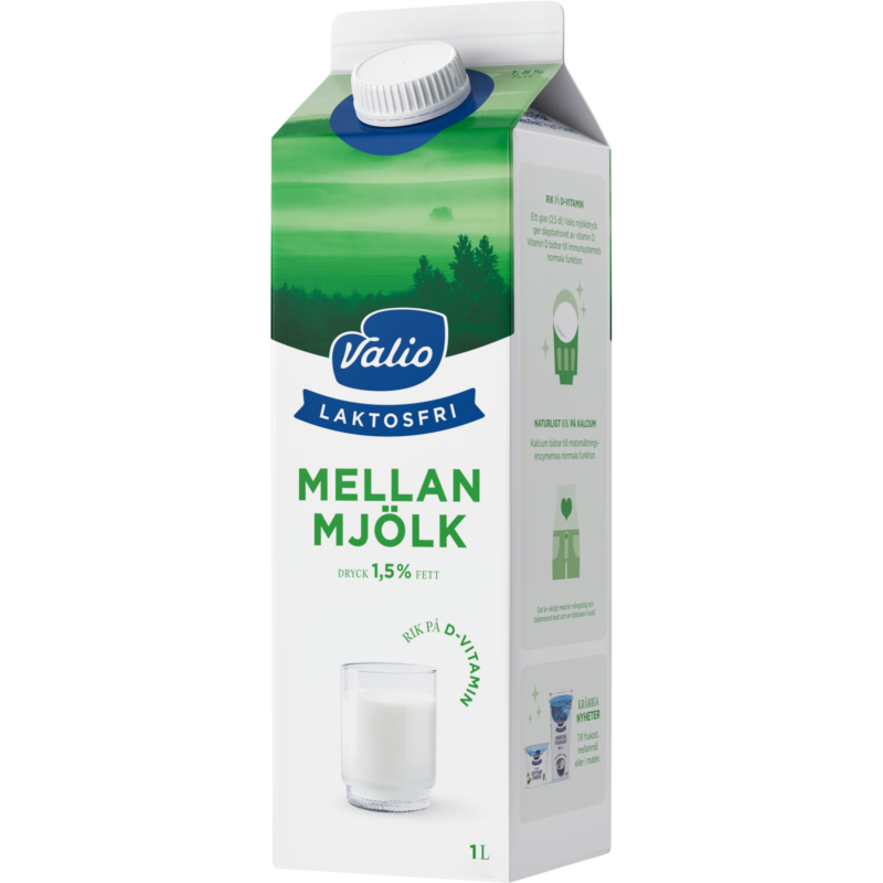 Valio Laktosfri mellanmjölkdryck 1,5% 1L