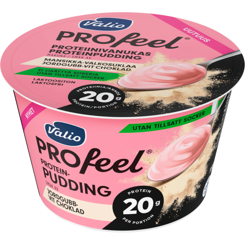 Valio PROfeel® proteinpudding 180 g jordgubb-vit choklad laktosfri
