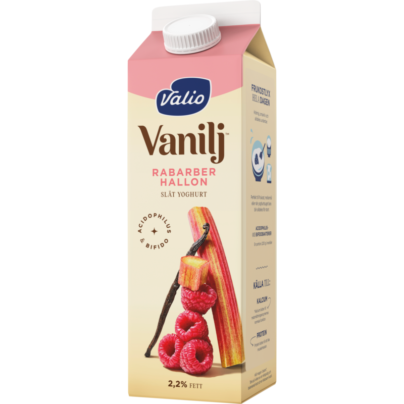Valio Vanilj™ yoghurt rabarber & hallon 1000g
