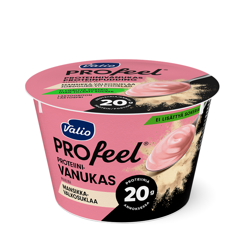 Valio PROfeel® proteinpudding 180 g jordgubb-vit choklad laktosfri