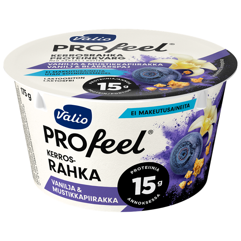 Valio PROfeel® kerrosrahka 175 g vanilja & mustikkapiirakka laktoositon