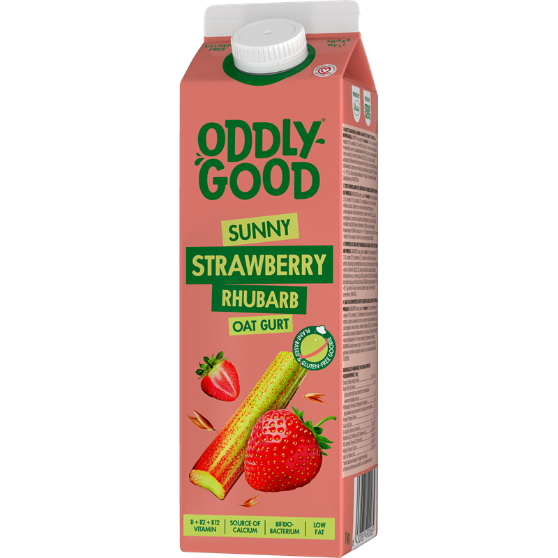 Oddlygood® havrebaserad gurt 1 kg jordgubb rabarber glutenfri