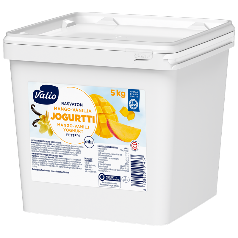 Valio jogurtti mango-vanilja rasvaton laktoositon 5 kg