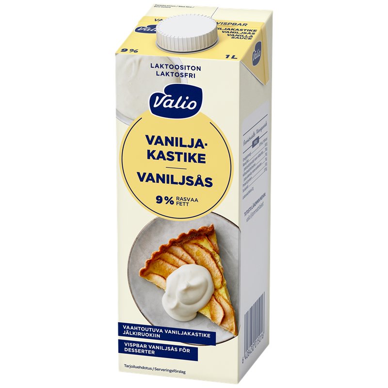 Valio vaahtoutuva vaniljakastike 9 % UHT laktoositon 1 l