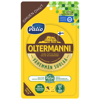 Valio Oltermanni® Vähemmän suolaa ValSa® ohuen ohut kermajuustoviipale  e270 g