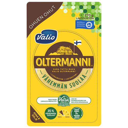 Valio Oltermanni® Vähemmän suolaa ValSa® ohuen ohut kermajuustoviipale  e270 g