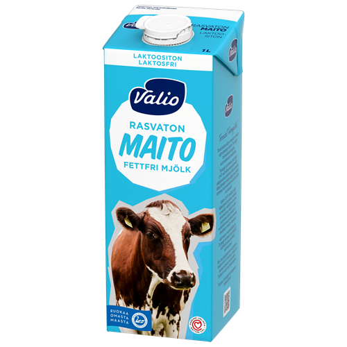 Valio rasvaton maito 1 l laktoositon UHT