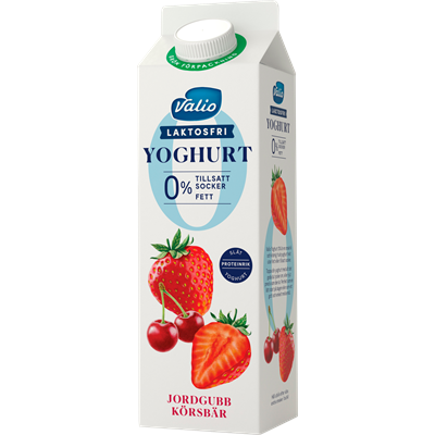 Valio Laktosfri 0% yoghurt jordgubb & körsbär 1000 g