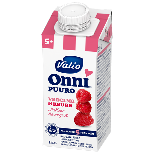 Valio Onni® vadelma-kaurapuuro 215 g UHT (alkaen 5 kk)