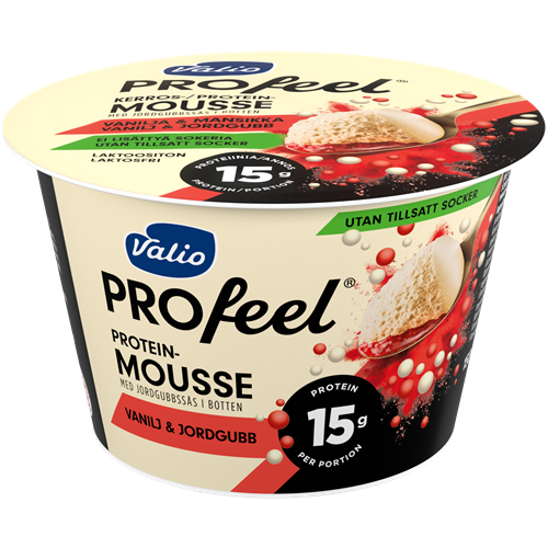 Valio PROfeel® proteinmousse 150 g vanilj & jordgubb laktosfri