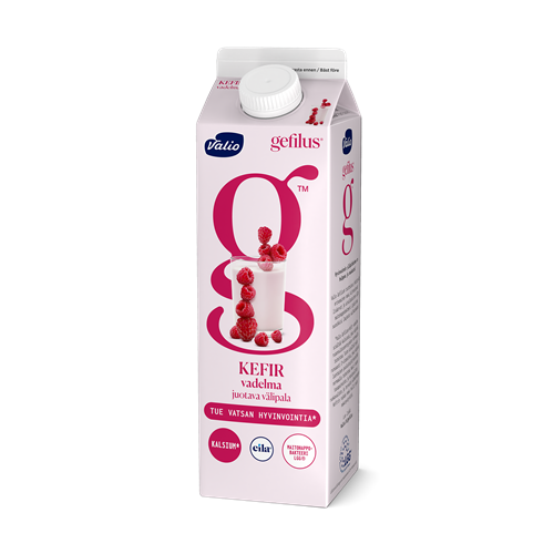 Valio Gefilus® Kefir juotava välipala vadelma laktoositon 1 kg