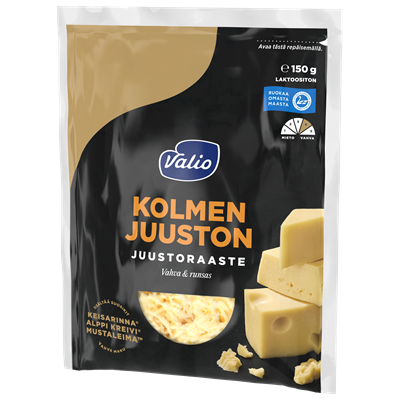Valio kolmen juuston juustoraaste e150 g
