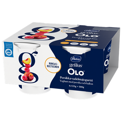 Valio Gefilus® OLO™ jogurtti persikka-vadelma laktoositon 4x125 g