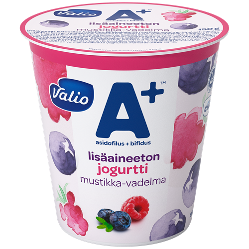 Valio A+™ jogurtti mustikka-vadelma lisäaineeton laktoositon 150 g