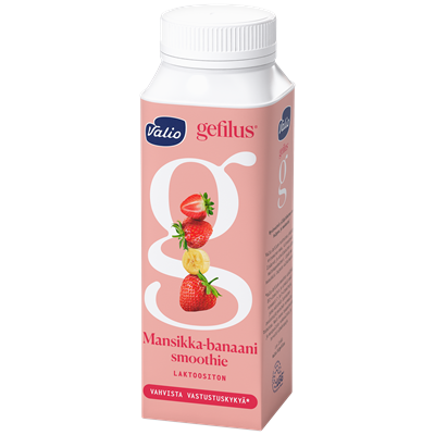 Valio Gefilus® Smoothie jogurttijuoma mansikka-banaani laktoositon 2,5 dl