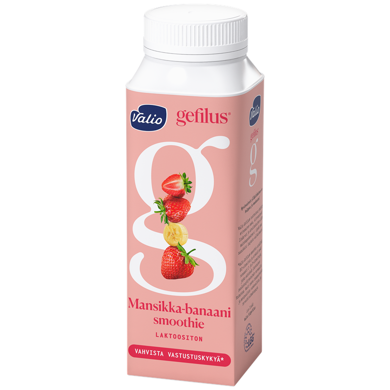 Valio Gefilus® Smoothie jogurttijuoma mansikka-banaani laktoositon 2,5 dl