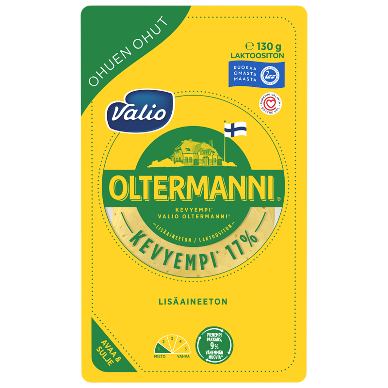 Valio Oltermanni® Kevyempi 17 % ohuen ohut kermajuustoviipale  e130 g