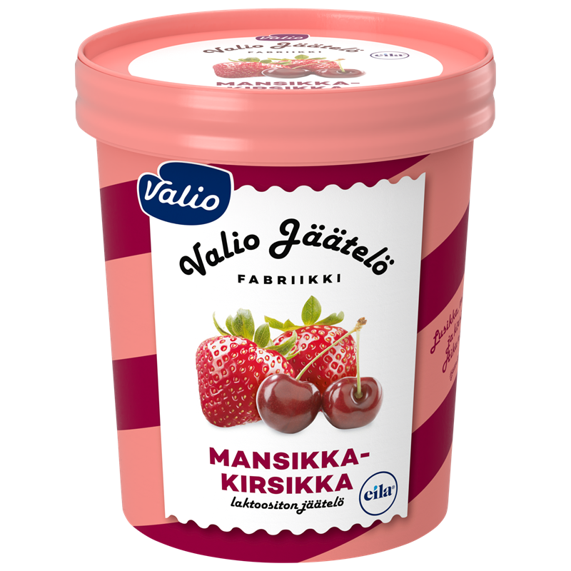 Valio jäätelö mansikka-kirsikka laktoositon 480 ml