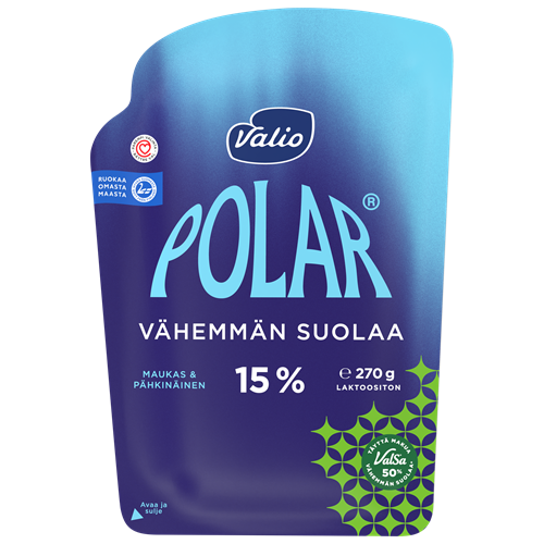 Valio Polar® Vähemmän suolaa ValSa® 15 % juustoviipale e270 g