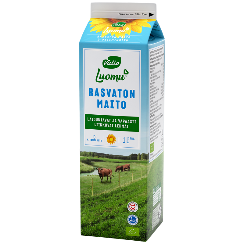Valio Luomu™ D-vitaminoitu rasvaton maito 1 l