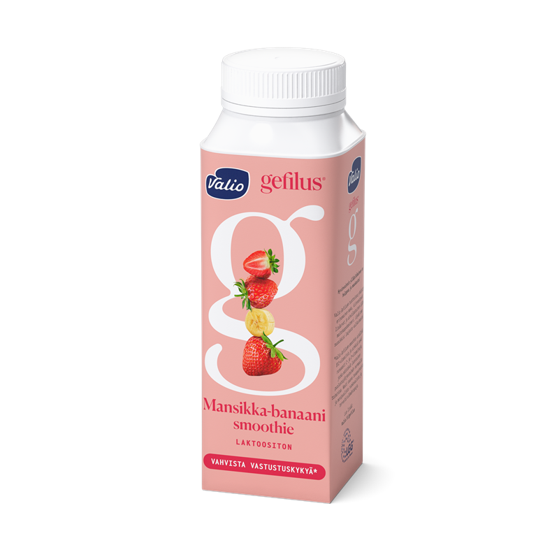 Valio Gefilus® Smoothie jogurttijuoma mansikka-banaani laktoositon 2,5 dl