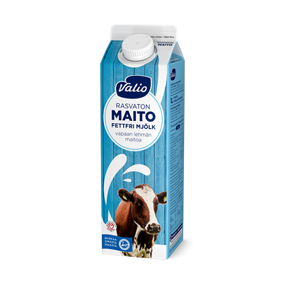 Valio vapaan lehmän rasvaton maito 1 l