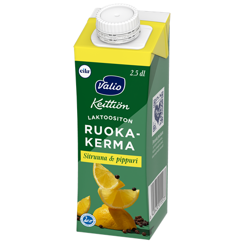 Valio Keittiön ruokakerma sitruuna ja pippuri UHT laktoositon 2,5 dl