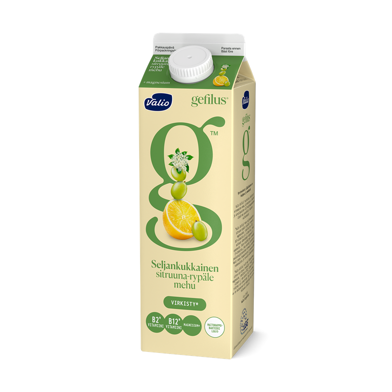 Valio Gefilus® sitruuna-rypälemehu 1 l seljankukkainen+magnesium