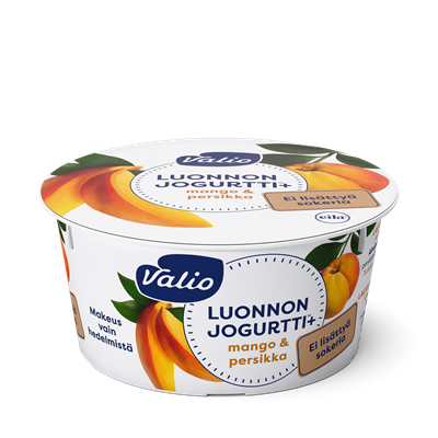 Valio Luonnonjogurtti+™ mango & persikka 150 g ei lisättyä sokeria, laktoositon