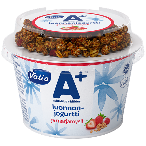 Valio A+™ luonnonjogurtti ja marjamysli laktoositon 200 g
