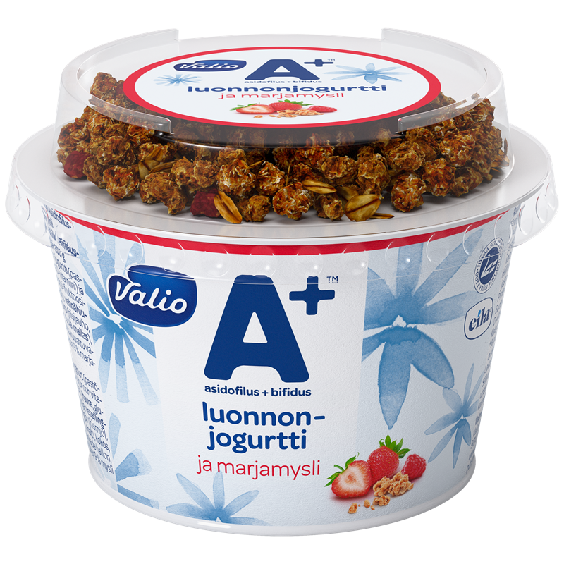 Valio A+™ luonnonjogurtti ja marjamysli laktoositon 200 g