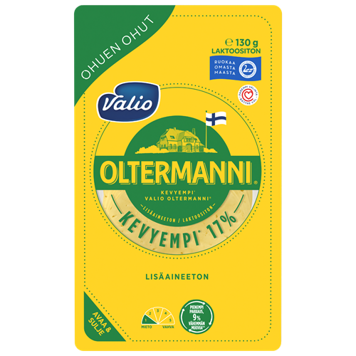 Valio Oltermanni® Kevyempi 17 % ohuen ohut kermajuustoviipale  e130 g