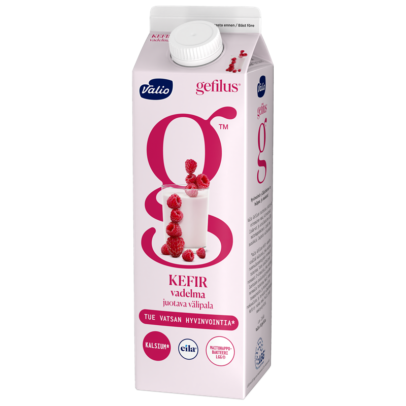 Valio Gefilus® Kefir juotava välipala vadelma laktoositon 1 kg