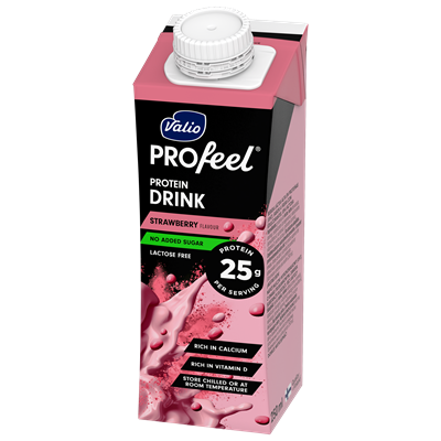 Valio PROfeel® sokeroimaton proteiinijuoma mansikkainen 250 ml UHT laktoositon