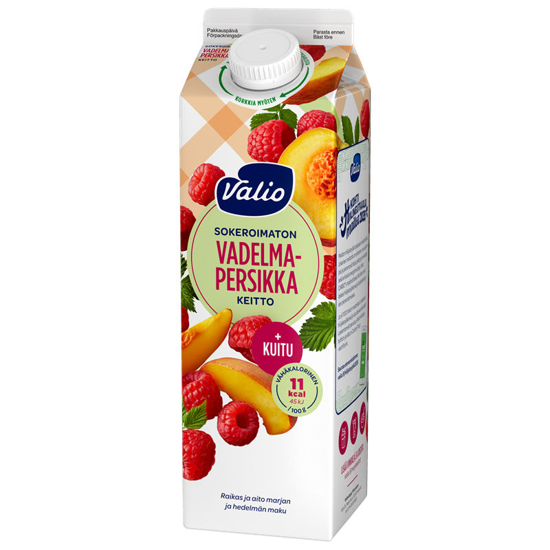Valio vadelma-persikkakeitto+kuitu 1 kg sokeroimaton