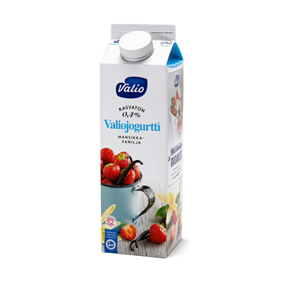 Valiojogurtti® 1 kg rasvaton mansikka-vanilja laktoositon