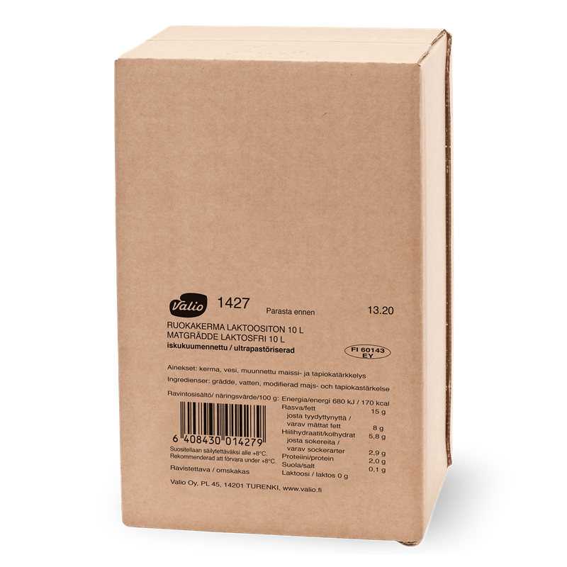 Valio ruokakerma 15 % 10 l UHT laktoositon novobox