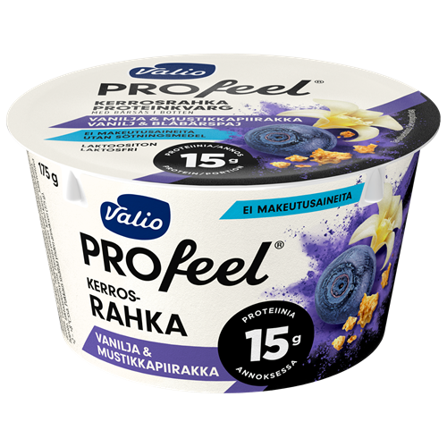 Valio PROfeel® kerrosrahka 175 g vanilja & mustikkapiirakka laktoositon