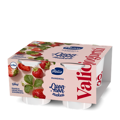 Valiojogurtti® Luonnon makea 4x125 g mansikka laktoositon