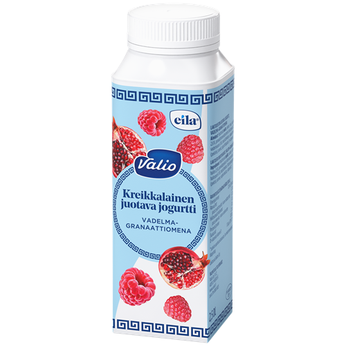 Valio kreikkalainen juotava jogurtti vadelma-granaattiomena laktoositon 2,5 dl
