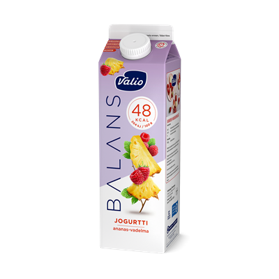 Valio Balans jogurtti ananas-vadelma rasvaton laktoositon 1 kg