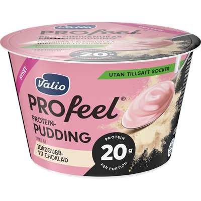 Valio PROfeel® proteinpudding 180 g jordgubb-vit choklad laktosfri