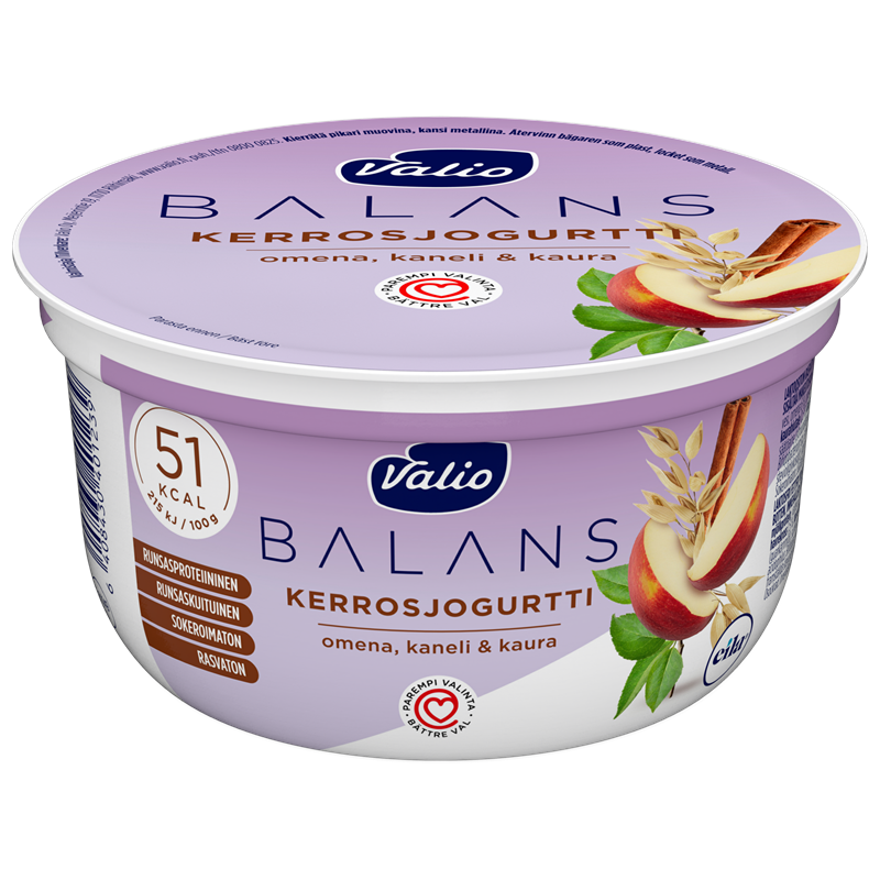 Valio Balans kerrosjogurtti omena-kaneli-kaura rasvaton laktoositon 150 g