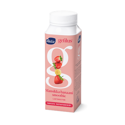 Valio Gefilus® Smoothie jogurttijuoma mansikka-banaani laktoositon 2,5 dl